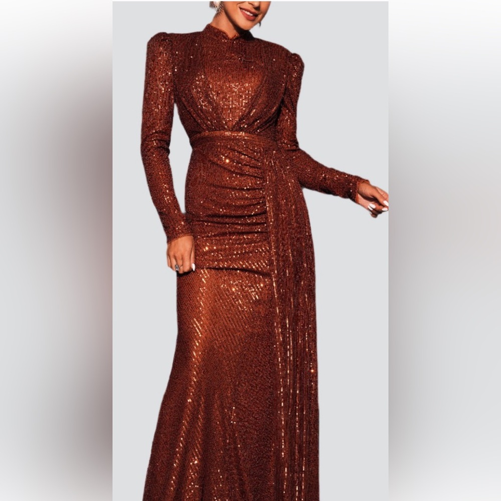Full cover brown sequin dress